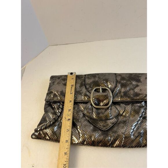 Jessica Simpson purse gray faux snake skin 15x8" - Picture 3 of 8